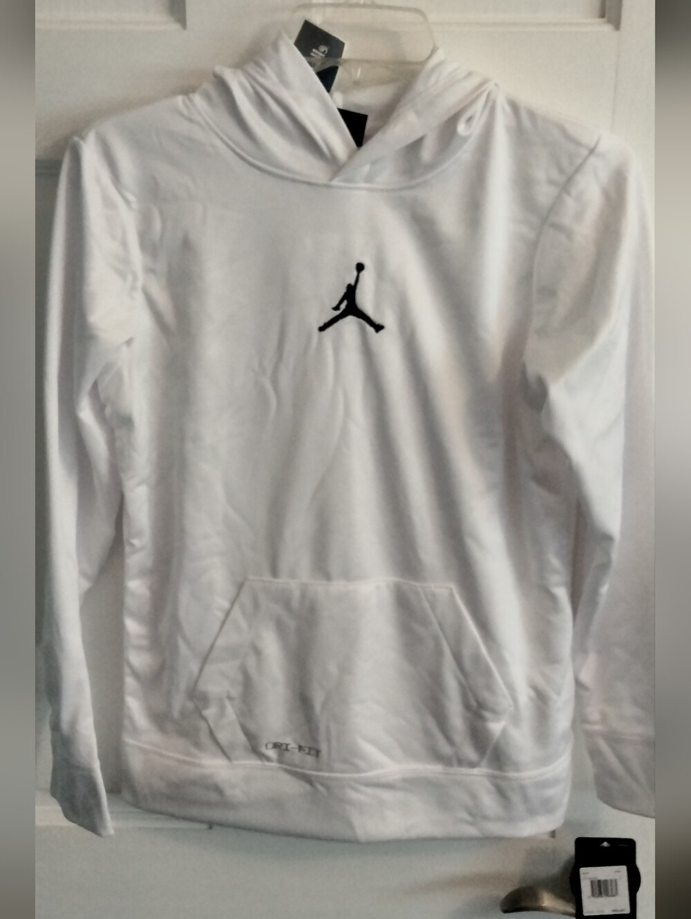 Jordan White Hoodie with Black Jumpman Logo